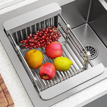 Load image into Gallery viewer, Over the Sink Expandable Drain Rack Colander Strainer Basket
