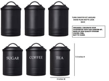 Load image into Gallery viewer, Steelware Central Kitchen Canister Set of 3 Sugar Coffee Tea, Matte Black

