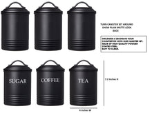 Load image into Gallery viewer, Steelware Central Kitchen Canister Set of 3 Sugar Coffee Tea, Matte Black
