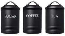 Load image into Gallery viewer, Steelware Central Kitchen Canister Set of 3 Sugar Coffee Tea, Matte Black
