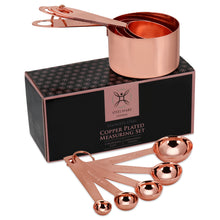 Load image into Gallery viewer, 9pc Copper Measuring Cups &amp; Spoons Set- Stainless Steel
